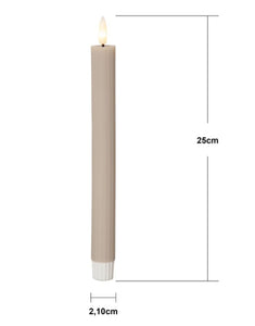 LED-Wachskerze Flamme Stripe 2er-Set 25cm I Beige